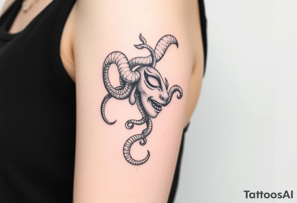 Medusa with white eyes tattoo idea