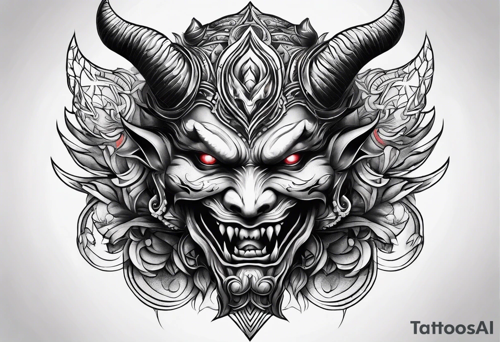 Demon face with inspirational quote tattoo idea