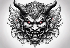 Demon face with inspirational quote tattoo idea
