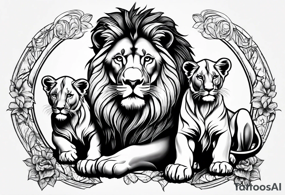 Lion with cubs tattoo idea