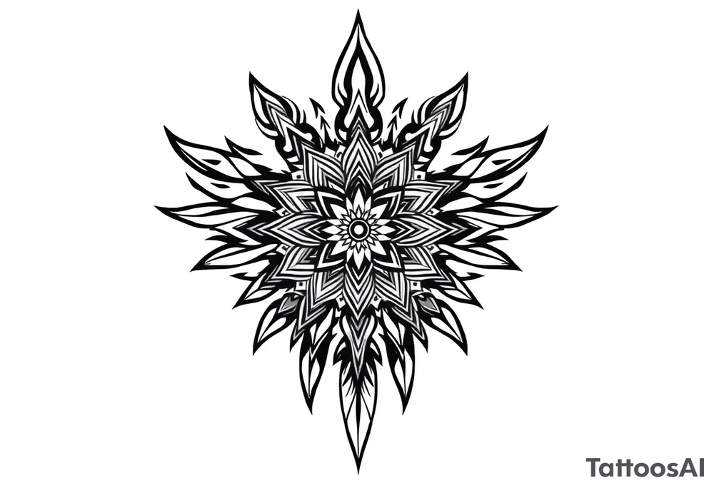 spiritual feather indian mandala shaman tattoo idea