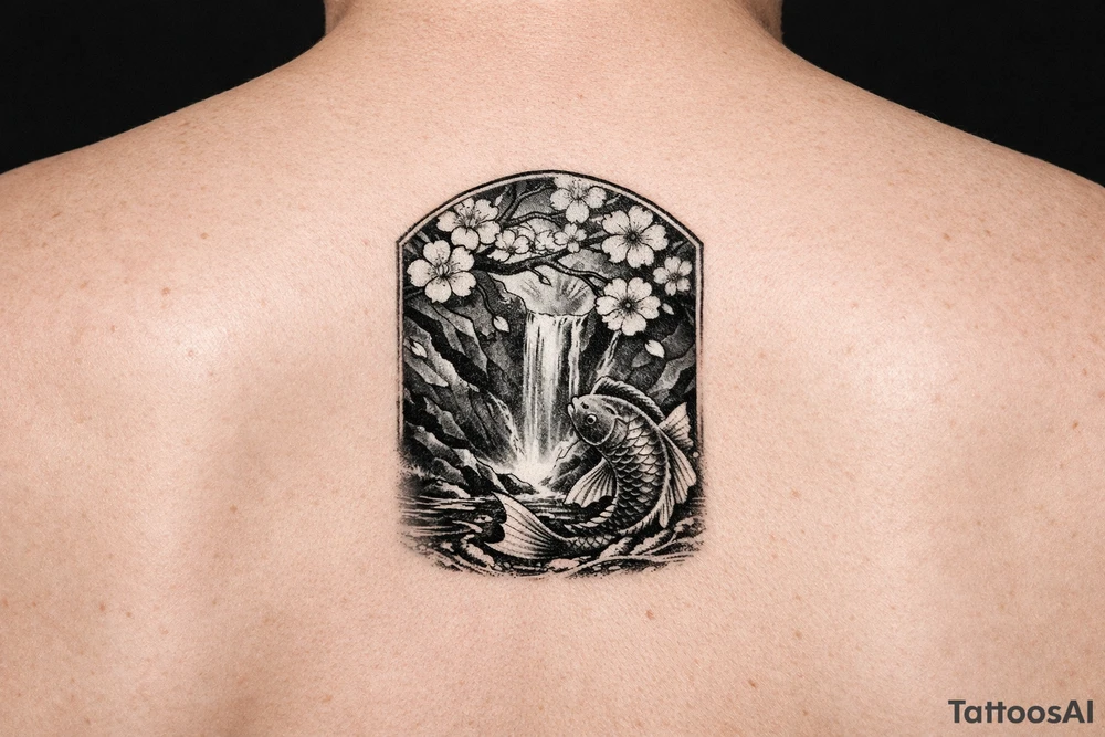 Asian style Cherry blossoms, waterfall, koi
half sleeve tattoo idea