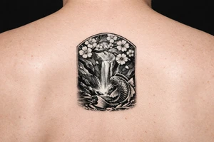 Asian style Cherry blossoms, waterfall, koi
half sleeve tattoo idea