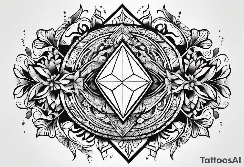 simple Dimond shape split in half tattoo idea
