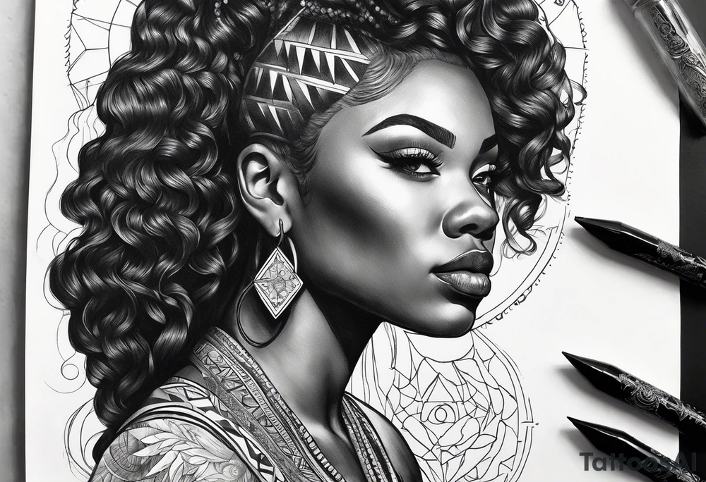Powerful, black women, astrology tattoo idea
