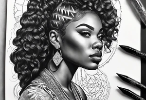 Powerful, black women, astrology tattoo idea