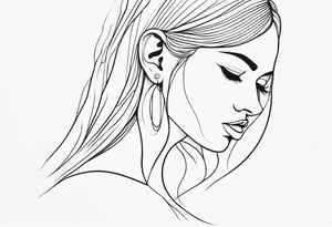pointed ears long hair abstract lines tattoo idea