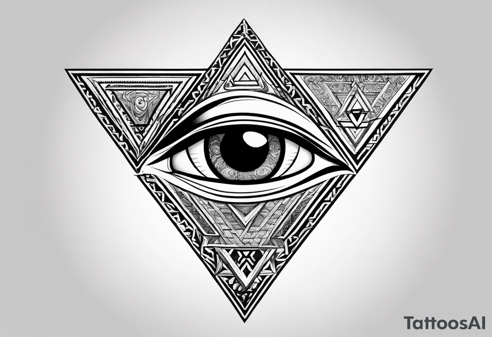 triangle tattoo with eye inside in arabic letters tattoo idea