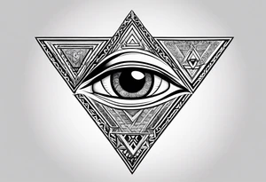 triangle tattoo with eye inside in arabic letters tattoo idea