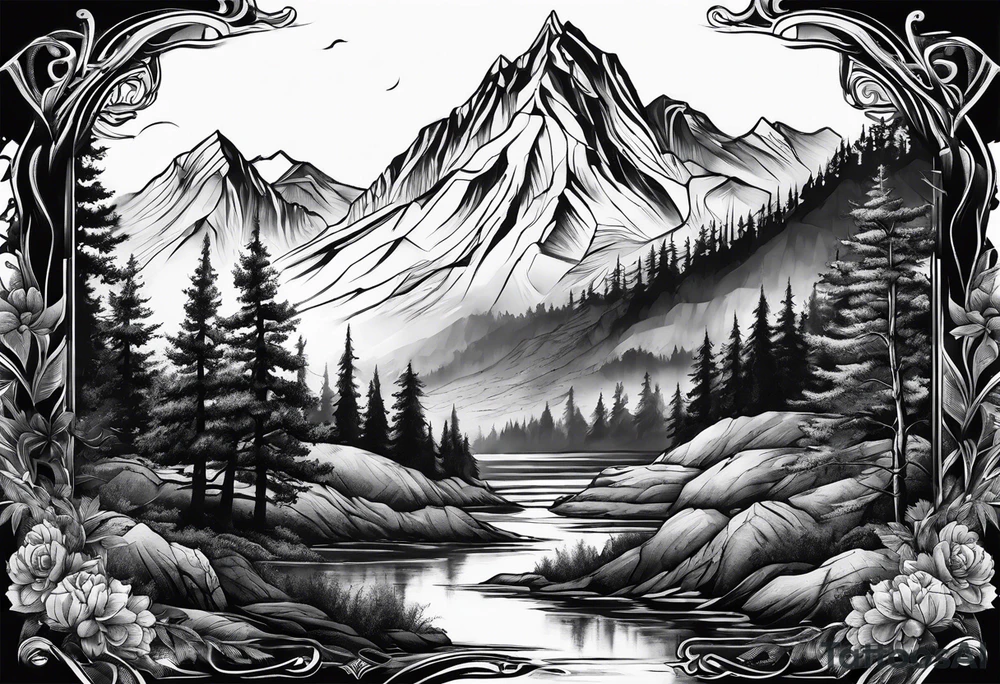 Mountain cliff tattoo idea
