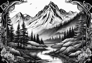 Mountain cliff tattoo idea