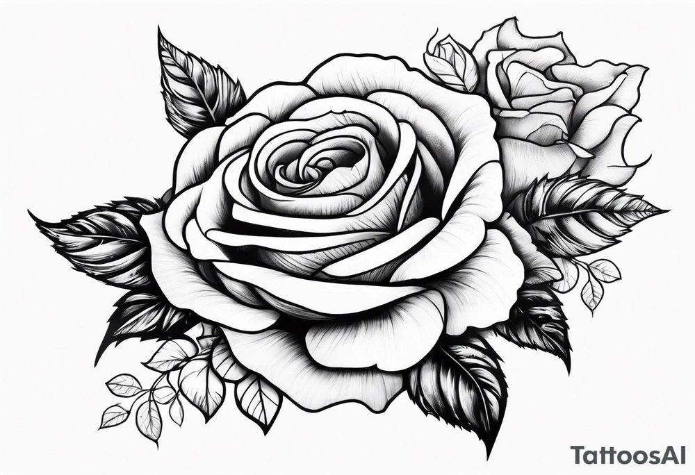 The name Alaina in cursive with roses around it tattoo idea