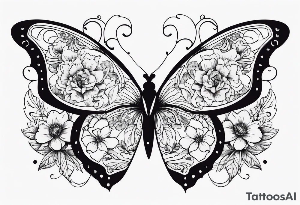 Butterflies and flowers tattoo idea