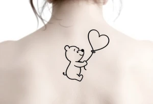 Winnie the pooh with a heart balloon tattoo idea