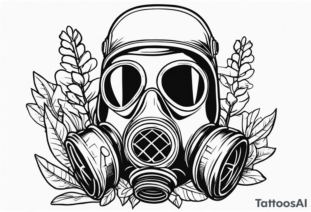 plant stick out of a gasmask tattoo idea