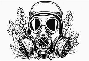 plant stick out of a gasmask tattoo idea