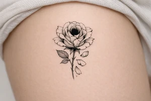 A single rose, petals cracked and falling, a dark void within. tattoo idea