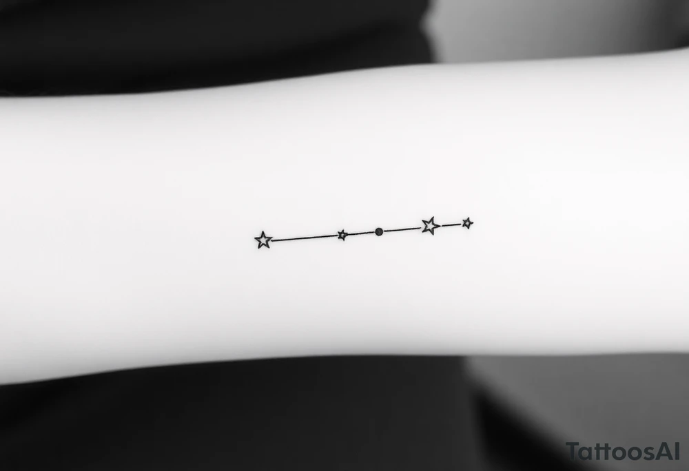 Can you design a few options for a meaningful minimal tattoo with dots, lines or stars that represents my kids? Three are living and two are deceased and I want something that represents that difference tattoo idea