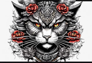 A dead samurai cat tattoo idea