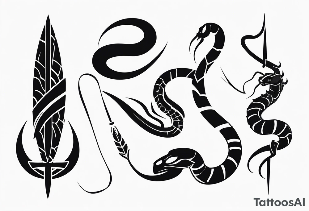 snake spider scorpion blade tattoo idea