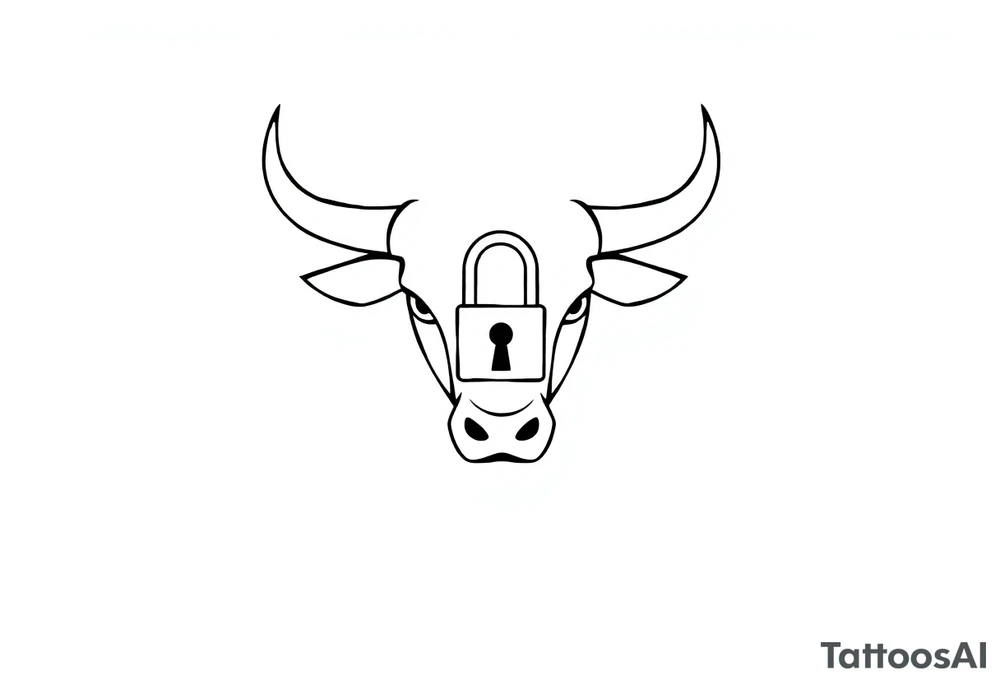 Bull symbol with lock symbol tattoo idea