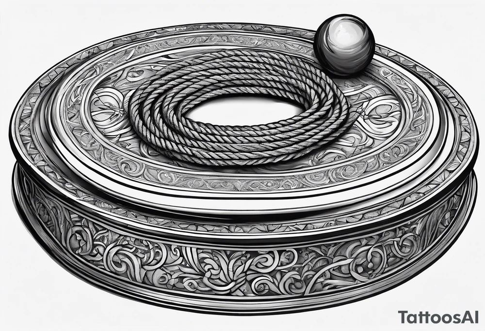 Broken stone table with coiled ropes tattoo idea
