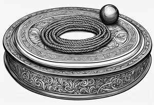 Broken stone table with coiled ropes tattoo idea