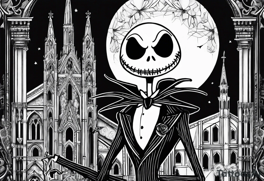 Jack Skellington with duomo milano tattoo idea