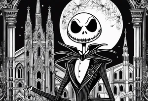 Jack Skellington with duomo milano tattoo idea
