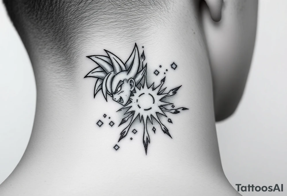 legendary dragonball z scene with energy aura and power effects tattoo idea