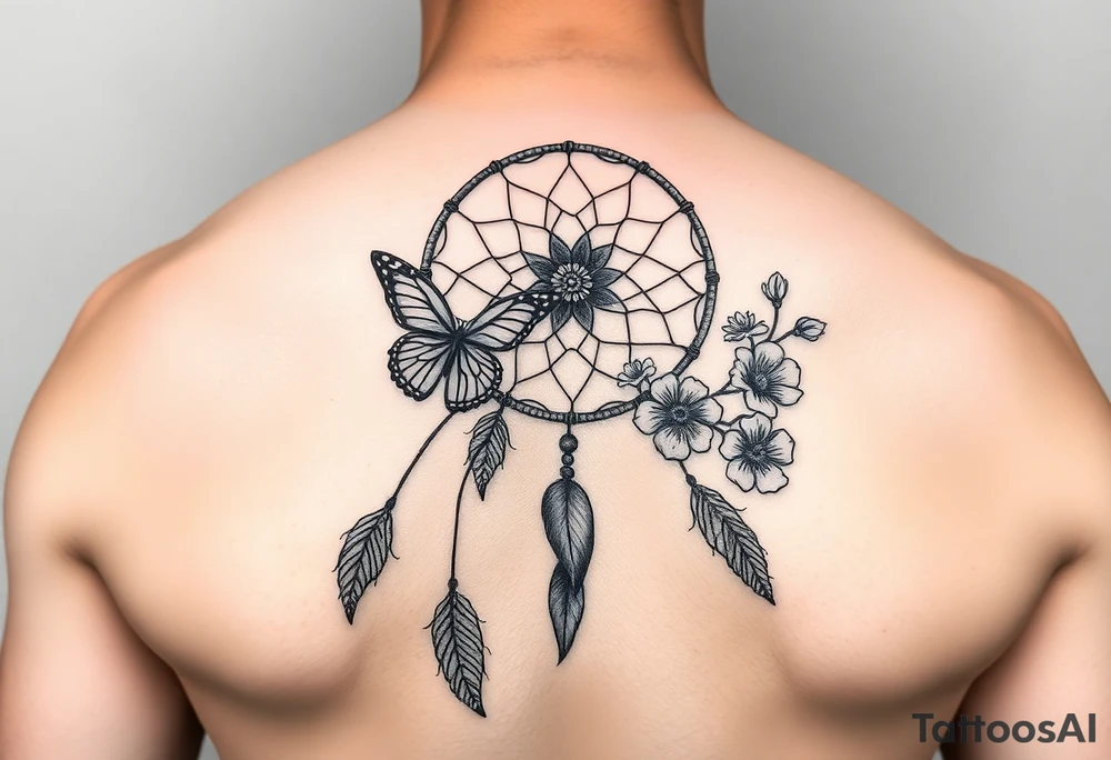Dreamcatcher with butterfly's and Cherry blossom tattoo idea