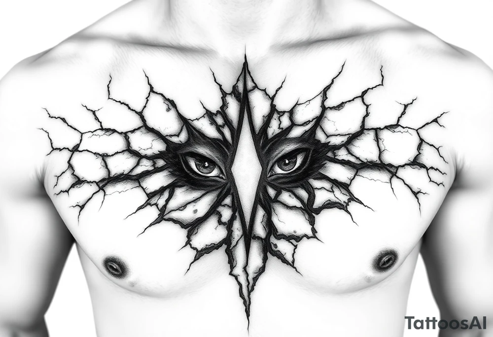 El pecho tatuado con un patrón de grietas en mármol, como si tu piel fuera piedra fracturada.

Entre las grietas puede verse:

Luz blanca o negra

Ojos pequeños que miran desde dentro

Una criatura o símbolo oculto tattoo idea