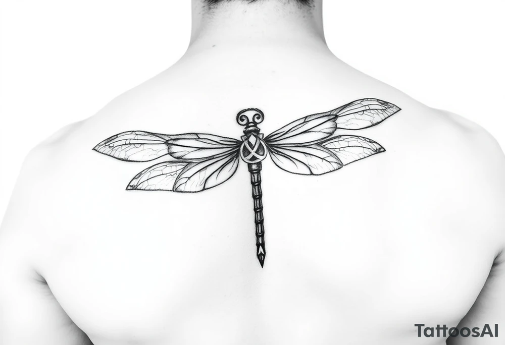 dragonfly with infinity symbol body tattoo idea