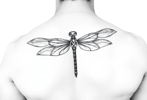 dragonfly with infinity symbol body tattoo idea