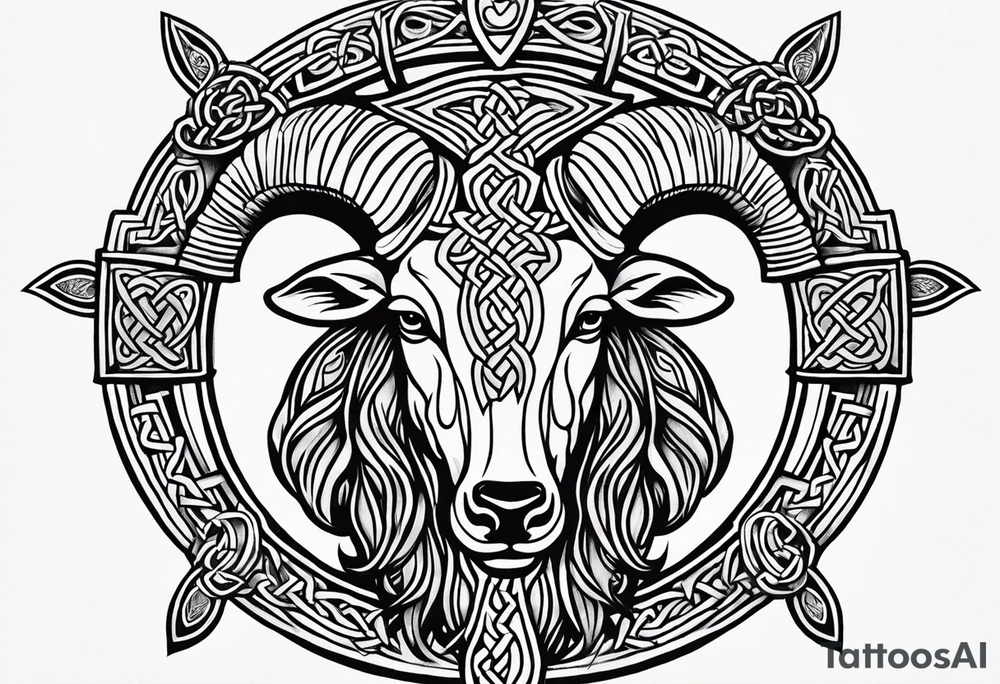 Aries sign and Celtic Cross tattoo idea