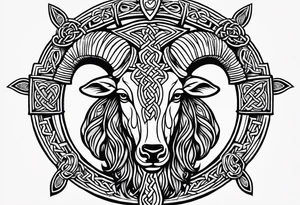 Aries sign and Celtic Cross tattoo idea