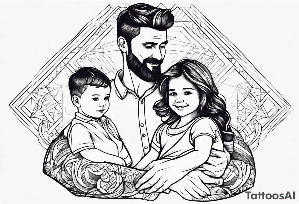 dad and wife with two boys tattoo idea