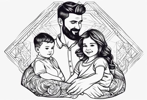 dad and wife with two boys tattoo idea