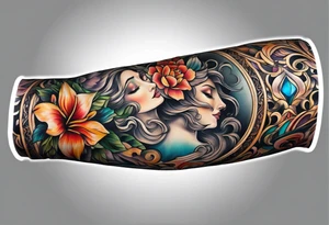 Forearm sleeve spirituality tattoo idea