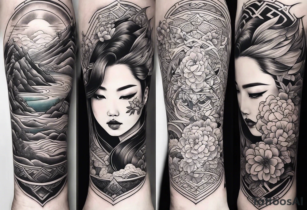 I want asian tattoos with themes combine from V8 culture tattoo idea