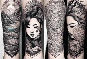 I want asian tattoos with themes combine from V8 culture tattoo idea