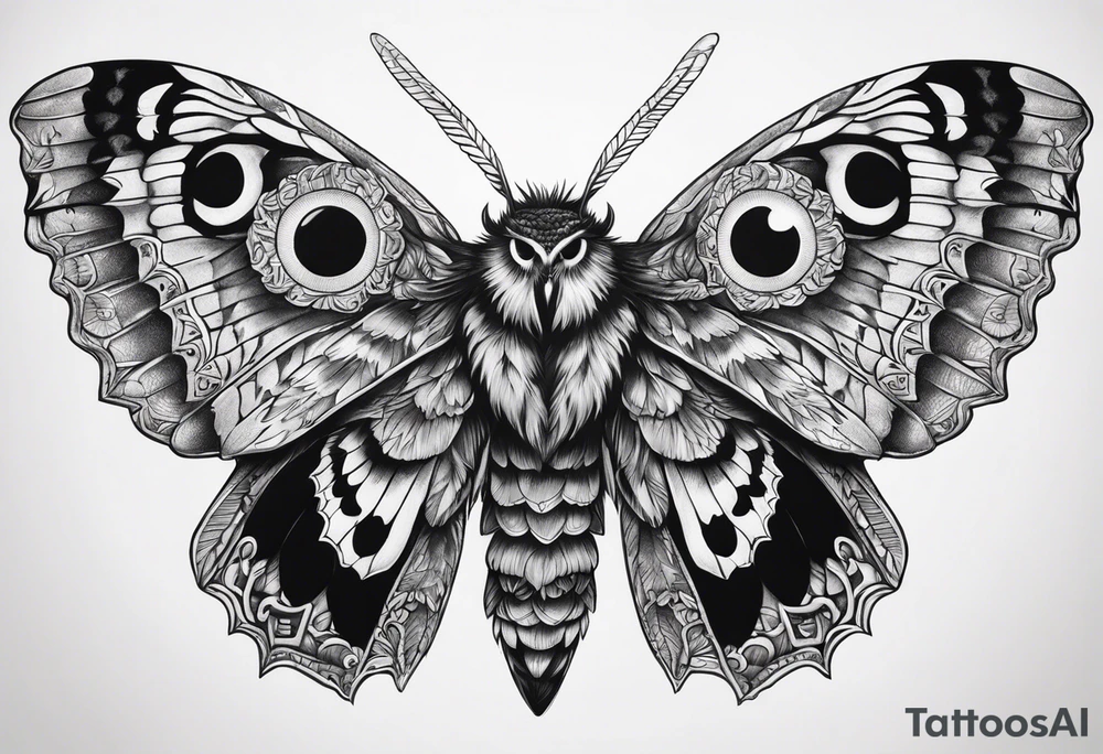 Dead head moth with owl eyes tattoo idea