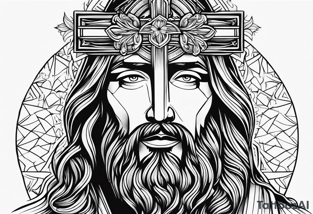 jesus olhando pra cima na cruz tattoo idea