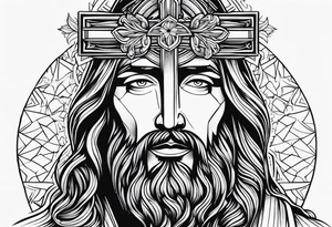 jesus olhando pra cima na cruz tattoo idea