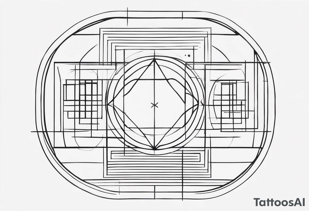 I'd like a minimalist geometric tattoo design symbolizing balance in life.  The design should be abstract. I'm open to various geometric shapes and patterns, but prioritize a harmonious and balanced overall look. tattoo idea