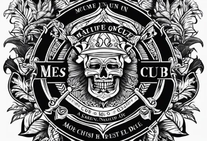 MÉS QUE UN CLUB text with christian theme tattoo idea