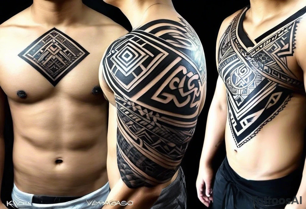 /Users/kevinvargaslopez/Desktop/DALL·E 2024-11-29 02.09.00 - A black-and-white, asymmetrical Filipino tribal tattoo design centered along the spine, incorporating a wide variety of traditional Filipino symbols. .webp tattoo idea