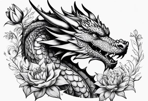 Dragon with flower tattoo idea