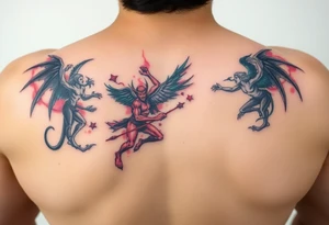 Demons and angels fighting tattoo idea