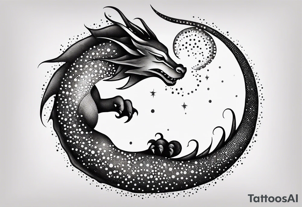 strength, small, sleeping dragon, long tail, elegant, lenghty, pisces tattoo idea